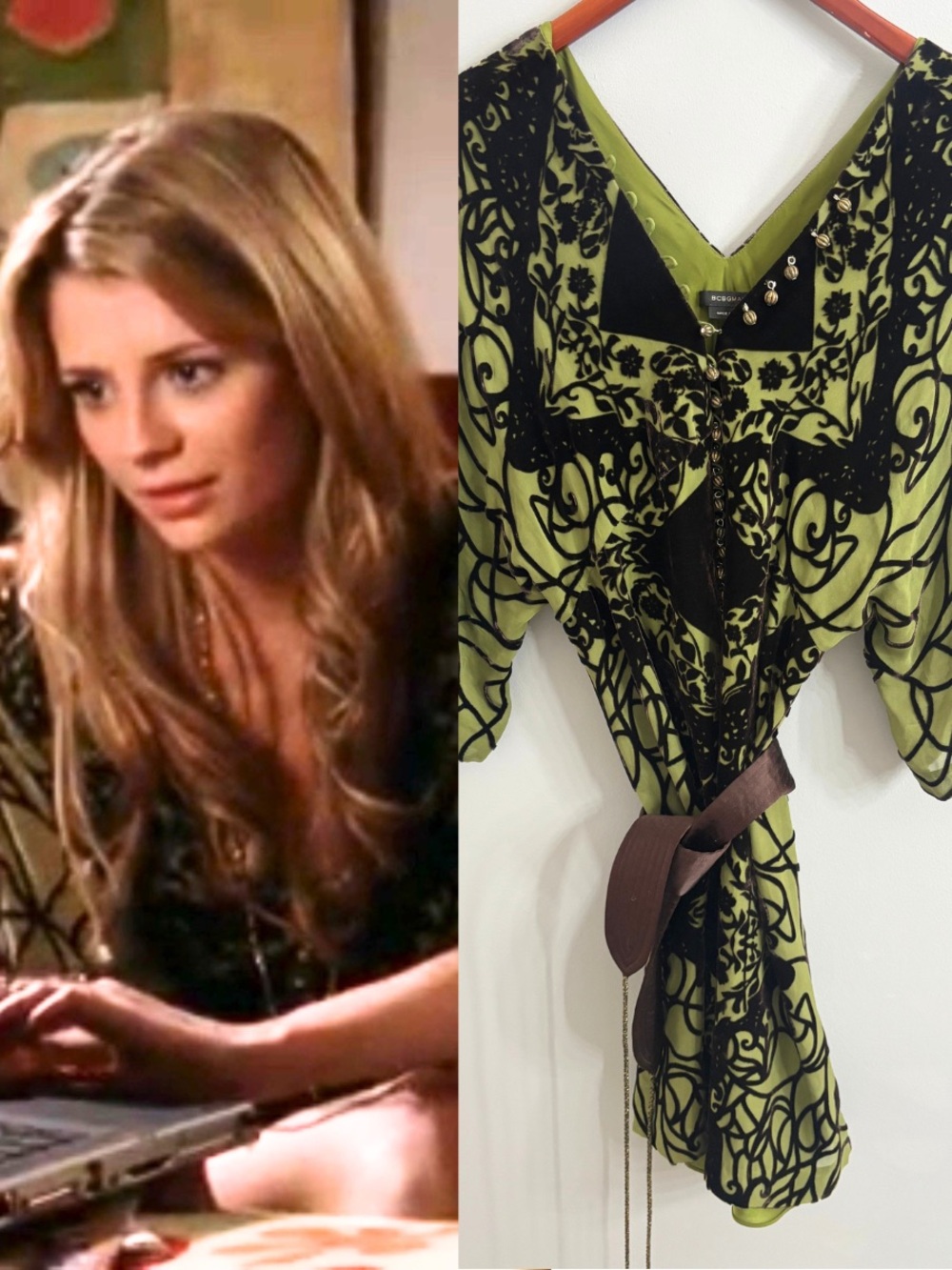 Y2K Burnout Velvet Tunic Mini Dress ASO Marissa Cooper The O.C. Fairycore Boho S